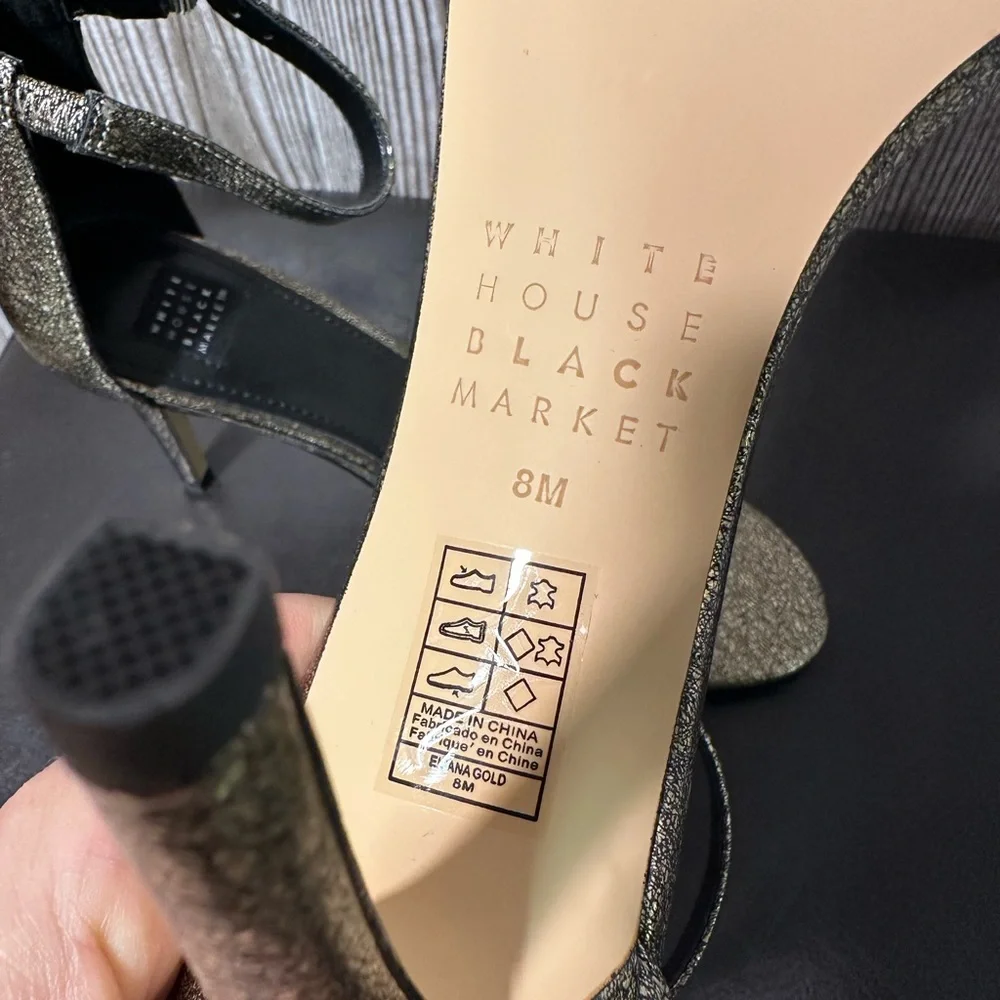 WHBM Antique Gold Strappy Sandal Sz 8